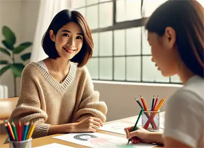 アートセラピーカウンセリングを受けるイメージ
