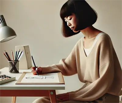自宅で課題を描くイメージ