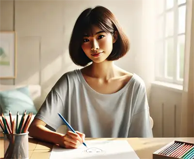 課題作品を描くイメージ