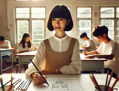 絵を教える講師のイメージ